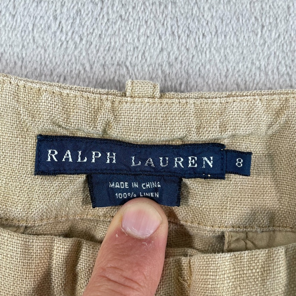 Vintage Ralph‎ Lauren Collection Wide Leg Trouser Pants Women 8 Beige 100% Linen - Picture 2 of 8